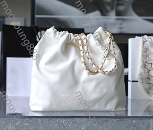 12A Mise à niveau Miroir Qualité Luxurys Designer 22 Sac à main matelassé Hobo Fourre-tout Femmes Petit seau en cuir véritable Sac à main Shopping Fourre-tout Blanc Cuir de veau Épaule Sac à chaîne en or