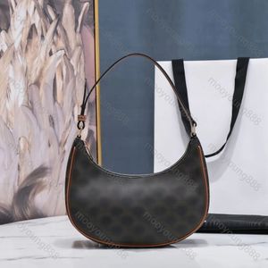 10A Top Tier Quality Luxury Designers 23cm Small Ttiomphe Hobo Bag Real Leather Cowhide Womens Handbag Quilted Purse Half Moon Bags Shoulder Brown Bag With Box