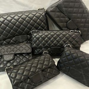 10A Mini bolso cuadrado para mujer de nivel superior Cuero real Caviar mediano Piel de cordero Monedero acolchado Pequeño Doble solapa Bolso de hombro negro Diseñador de lujo Maxi Correa de cadena Han