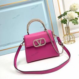 10A Vsling Totes Bag Vrouwen Diamanten Handvat Handtassen Schouderkettingen Crossbody Tassen Letters Bodem Klinknagel Schouder Portemonnee Verwijderbare Riem Magnetische Gesp Tote