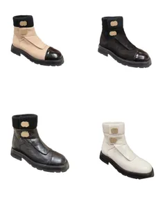 10A Femmes Designers de luxe Bottines Demi-bottes Cuir de veau noir Qualité Chaussures à lacets plates Ouverture à glissière réglable Bottes de moto Taille EUR 35-41