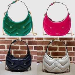 10A Dames Marmont suède Half Moon schoudertas luxe designer lederen Qulited crossbody tas gouden metalen mode onderarmtas