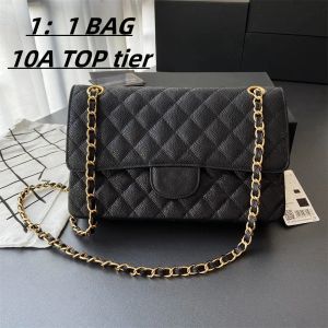 10A femmes portefeuille noir sac à main Caviar chaîne en or classique rabat 25CM sac à bandoulière sacs de créateurs sacoche