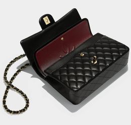 10aaaaa diseñador de bolsas de diseñador de calidad jumbo bolbo de doble colgajo lujo 23 cm 25cm 30 cm Caviar de cuero real Lambskin Classic All Black Purse Bolso acolchado Maye con caja