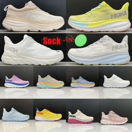 Tamaño de 10abig 36-47 Hoka Running Zapatos Cambiando arena Zest Lime Glow Ice Blue Hokas Triple White Designer Outdoor Footor For Mens Run Bondi 8 Clifton 9 Entrenadores