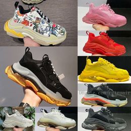 10ADesigners Crystal Bottom 17w Femmes Hommes Casual Chaussures Dates Papa Plateforme Luxe Triple S Semelle Transparente Noir Blanc Rouge Bleu Paris Plat Baskets Multicolores