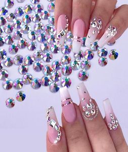10bagset 1440Pcsbag dos plat AB couleur cristal ongles strass 3D bijoux verre diamant gemmes ongles Art décoration bricolage artisanat Rh2119203