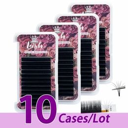 10Case/Lot MassCaku Eén seconde waardoor fans mink wimpers bloeiende easy fans private label Lashes Easy Fanning Eyelash Extension 240403