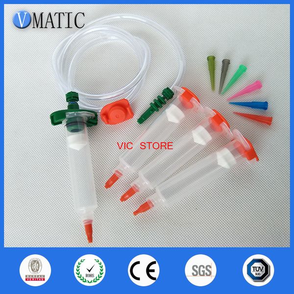 Composant électronique Vmatic 10cc 10ml Distributeur de liquide Solder Coller la seringue de colle adhésif avec pointe d'aiguille de distribution