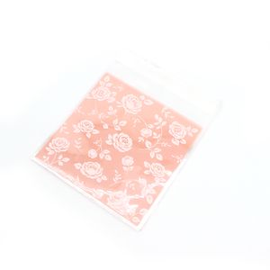 10 cm*10 cm 50 stks roze roze bloemenkoekje zelfklevende plastic verpakkingszakken koekje cupcake gebakken voedselpakket zakjes pakken