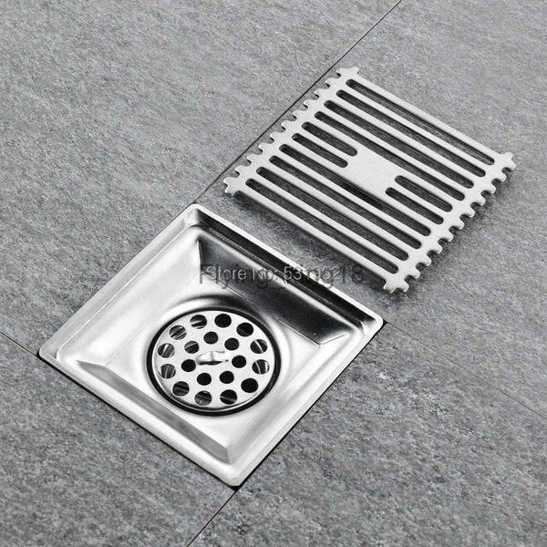 Desagüe del piso de la ducha cuadrado de 10cm * 10cm para baño cocina lineal de acero inoxidable 304 con colador de pelo cepillado HKD230829