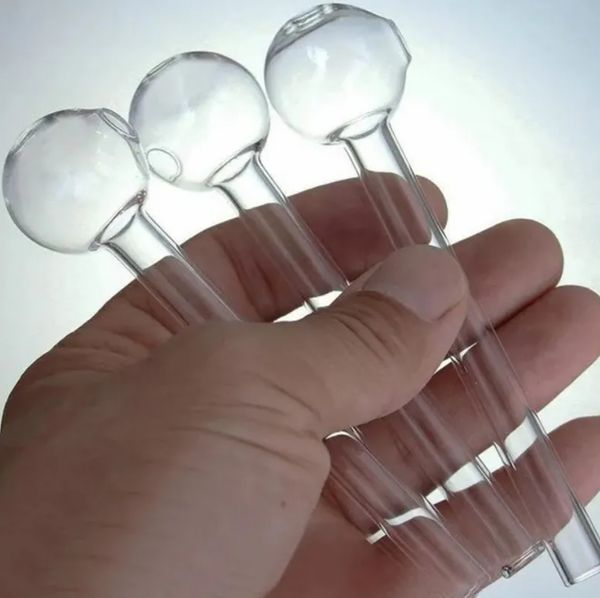10 cm 12 cm Tubo de quemador de aceite de vidrio Mini Pipas de fumar Pyrex gruesas Quemadores de tubo de paja de prueba transparente para accesorios de agua Bong