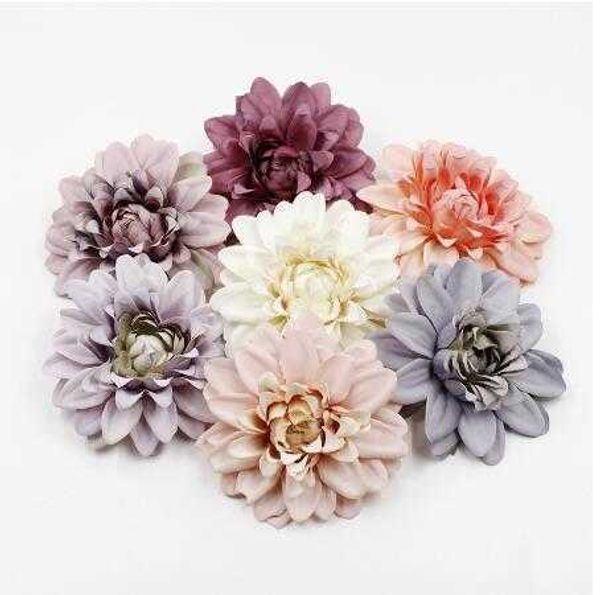 10 cm Artificielle dahlia chrysanthème tête Pour mariage Décoration De Noël DIY fleur mur cadeau boîte artisanat fausse fleur