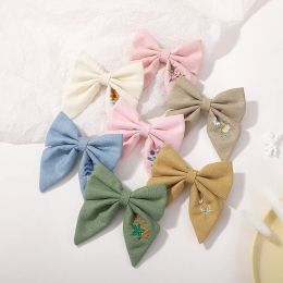10 cm Big Bow Barrettes Kids Broidered Bowknot Hairpins Childre