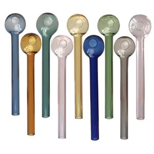 10 cm coloré verre brûleur à mazout tuyau Dab paille Tube fumer tuyaux brûleurs à mazout Banger bol ongles tuyaux à main dispositif de fumer