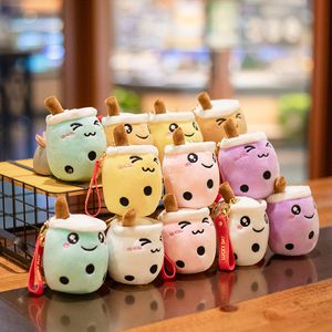 10 cm Mignon Boba Thé Au Lait Keycahin Doux En Peluche Violet Rose Vert Goût Lait Thé Sachet Pendentif Decro Petit Festival Cadeaux