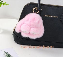 10 cm mignon réel véritable Rex fourrure de lapin lapin breloque pour sac porte-clés téléphone sac à main sac à main pendentif cadeau 7166672