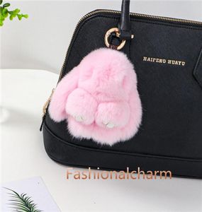 10 cm mignon réel véritable rex rabbit fourrure sac de lapin charme de téléphone portable sac à main