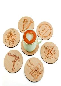 10cm DIY Laser Gravure Logo Courseurs en bois Round Cafe Bar Shop Home Tabletop Coaster Decoration2243490