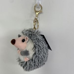 10 cm Kawaii Hedgehog Plush Keychain Cartoon Gray Bruin Bruin Gebouwde Hedgehog Hanger Keychain Lovely Animal Dimany Bag Auto Key Chain