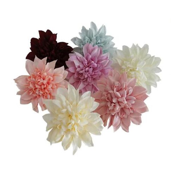 Têtes de fleurs artificielles Dahlia de grande taille, 10cm, fausses fleurs pour fête d'anniversaire, guirlande de Bouquet de mariée, décoration de voiture de mariage