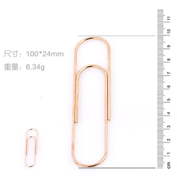 Paper de 10 cm grand trombone 100 mm Big Gol Rose Gold Clips papier Bronze Paperclips Clip métallique PAPELERIE PAPIERNERIE PLUS DE TAILLE