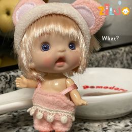 10 cm Mini Bjd poupée pour filles OB11 poupées vêtements mignon Surprise jouet Kawaii visage corps ensemble complet enfants 2 à 4 6 ans 240119