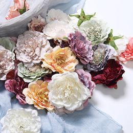 10cm simulatie poney multi-color kunstmatige pioen bloem hoofd voor bruiloft decoratie DIY decoratieve krans bloem