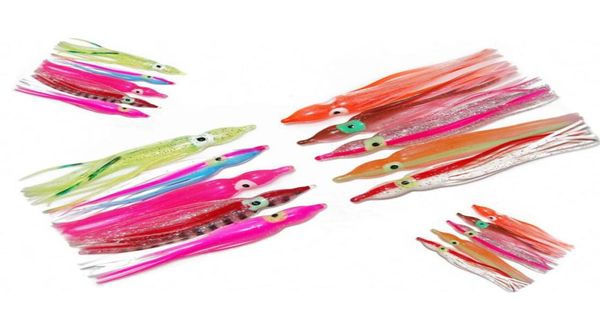 10 cm jupes de calmar leurres de pêche souples gabarits couleur mixte lumineux Silicone pieuvre jupe artificielle gabarits appât 100pcsLot3743625