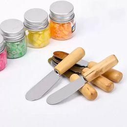 Espátula de acero inoxidable de 10cm, raspador para crema de mantequilla con mango de madera, cuchillo para queso, herramienta de cocina, utensilio para hornear, regalo de Navidad C0922