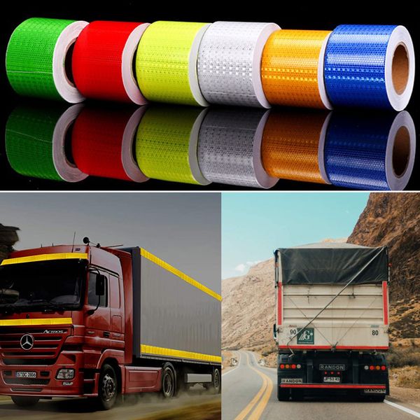 10cmx3m/cinta reflectante de rollo rojo blanco amarillo azul verde pegatina autoadhesiva segura de seguridad de automóvil cinta de camión reflectante