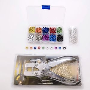 10Colors 5 mm Metal Grommets Hole Punch Spier Kit Kit Eyelet Kits Shoe Eyelets Gommet Ensembles pour les vêtements de ceinture en tissu en cuir Artisanat