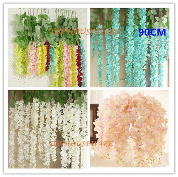 10 couleurs 90CM artificielle glycine fleur de soie vigne pour bricolage maison fête mariage jardin décoration florale salon saint valentin6084874