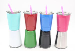 10 Kleuren Wijnglazen Rvs Tumbler 8Oz Cups Reizen Voertuig Bier Mok Non-Vacuüm Mokken Met rietjes Deksels FMT2134