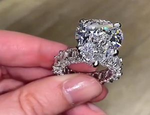 10CT Big Diamond Ring Vintage Jewelry 925 Sterling Silver Unieke Cocktail Pear Cut White Topaz Gemstones Wedding Engagement Band R4737862