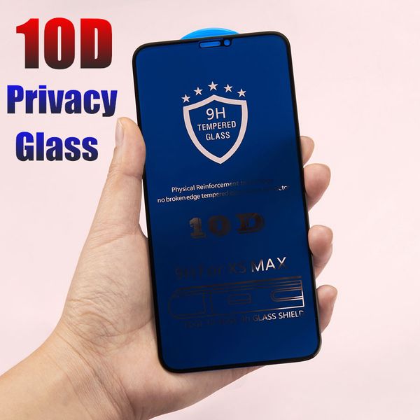 Protector de pantalla de privacidad de cubierta completa 10D para iPhone 12 Mini 11 Pro XS Max XR X 8 7 6 Plus vidrio templado antiespía de borde curvo