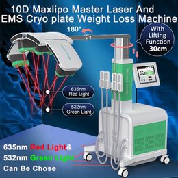 10D Laser Machine Rood Green Laser Lights Nieuwste pijnloze vetverwijdering Cryo bevriezen met EMS Verhoog spierlichaam afslank 532 nm 635nm 3 in 1