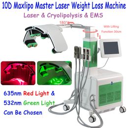 Lipo laser gewichtsverlies machine 10D rood groen licht lipolaser afslankuitrusting diode laservetverwijdering cellulitis verminderen met 4 EMS cryotherapieplaten