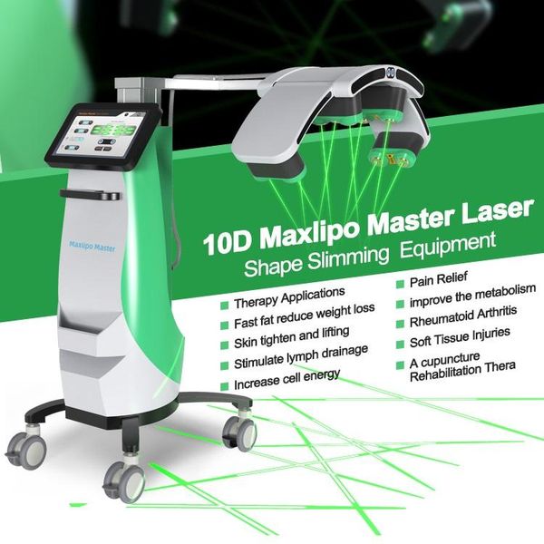 Máquina de adelgazamiento con láser esmeralda giratoria 10D, 10 cabezales, 532 nm, terapia de luz láser fría verde, liposucción, dispositivo de forma corporal, máquina de salón de belleza