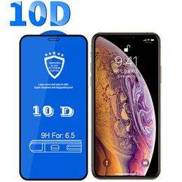 10D gehard glas screenprotector 9H hardheid volledige lijmdekking gebogen beschermfilm voor iPhone 15 14 13 Pro Max 12 Mini 11 XS XR X 8 7 Plus SE