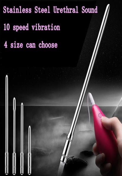 10 frequidad Vibratoria de sonido uretral de acero inoxidable Inserto de seno de sonido Vibrador sexual para hombres juguetes eróticos uretra dilator8560446