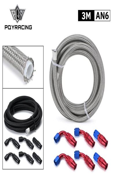 10ft 6an PTFE E85 Manguera de combustible trenzada de acero inoxidable Etanol compatible con 0 45 90 grados AN6 Accesorios de manguera giratoria reutilizable P9137820