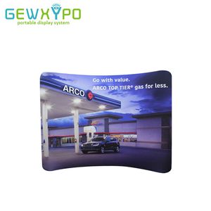 8ftx10ft Tension Fabric Faithdrop Curved Publicing con impresión de banner, stand de ferina comercial Pantalla de pared de aluminio portátil