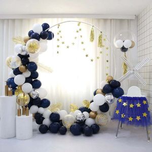 10ft Circle Balloon Garland Hoop Kit Geelblauw roze ballonnen Bladeren Bladen Tassel Wedding achtergrond Verjaardag jubileumfeestje Decor T200526