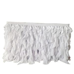 Jupe de Table froncée en saule blanc de 10 pieds de longueur, jupe de Table à volants en mousseline de soie