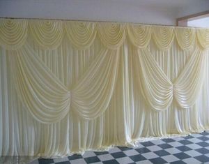 10ft20ft glace soie couleur blanche avec papillon Swag mariage drapé rideau toile de fond sur mesure Colors6925857