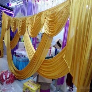 10ftx20ft Ice Silk Wedding Decoratie achtergrond met swags evenement banket achtergrond gordijn baby shower party decor229u