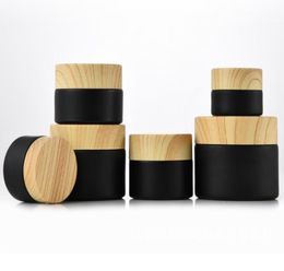 10g 30g 50g Black Frosting Bottle Bottle Bottles Cosmetic Glass Jars con cubierta de grano de madera Subbottling Set3279809