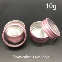 Frasco de ventana de aluminio de 10g, contenedores vacíos de brillo de labios de plata rosa, botella pequeña de crema cosmética para ojos, lata de loción recargable, envío gratuito