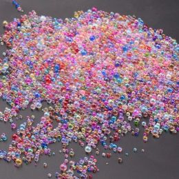 10g / sac Taille mélangée 0,6 à 3 mm Perles 3D Colore Boule Nail Caviar Perles